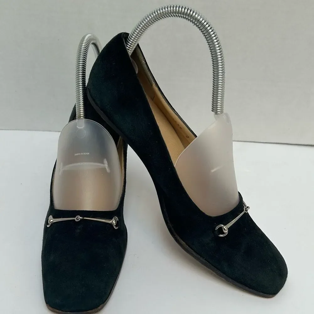 Gucci Horsebit Suede Pumps 101 4277‎ Made in Italy size 8AA Forest Green